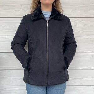 Vintage Faux Fur Collar Jacket